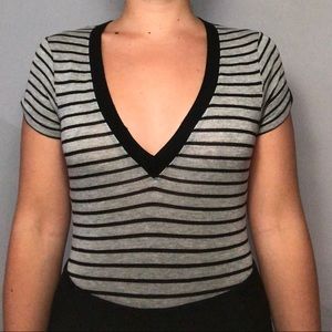 Black and gray body suit